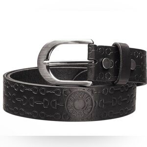 Dover Saddler Bit-by-Bit Embossed Black Leather Belt. Size 32